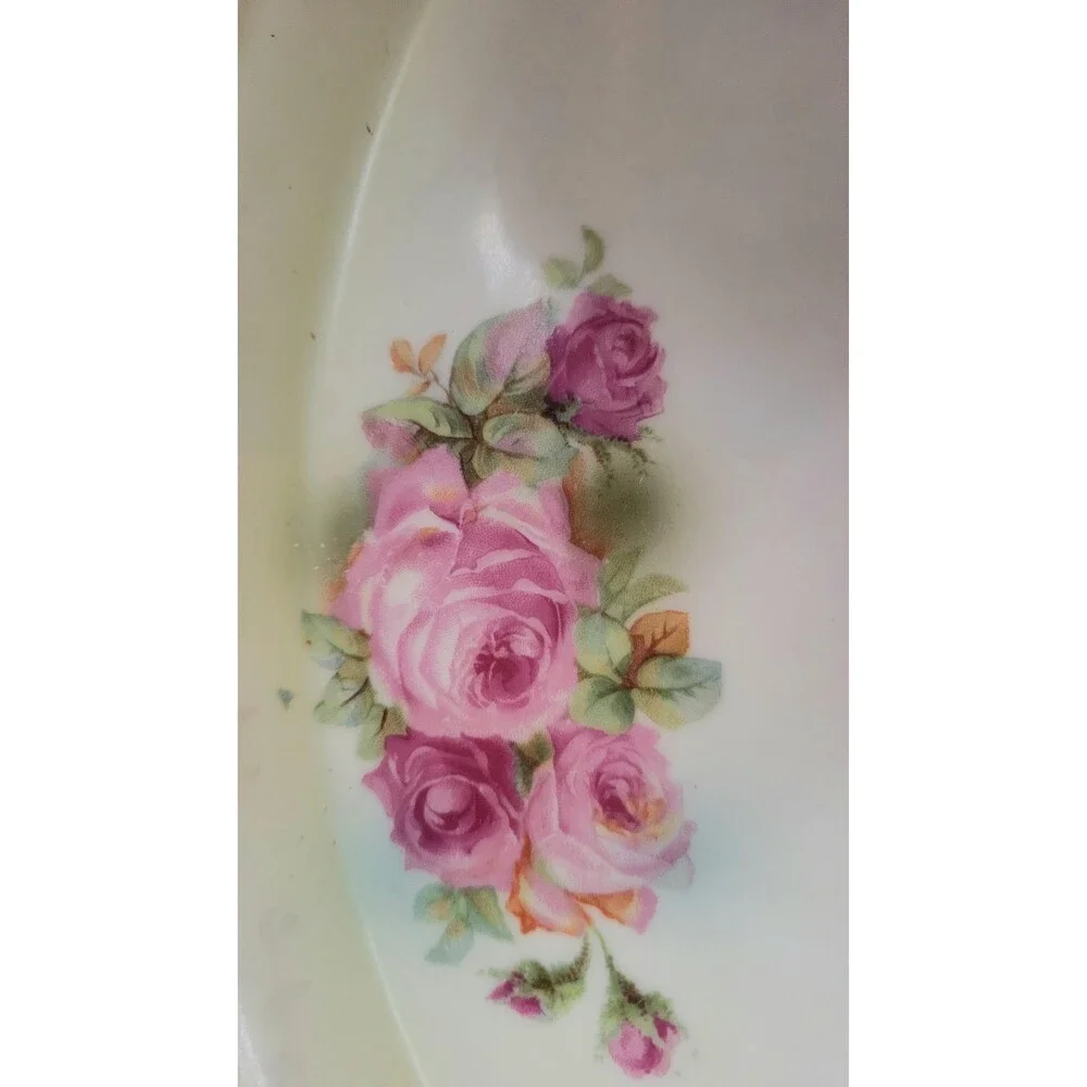 Antique Victoria Austria Porcelain Platter – Hand‑Painted Roses & Gold Trim, Ear
